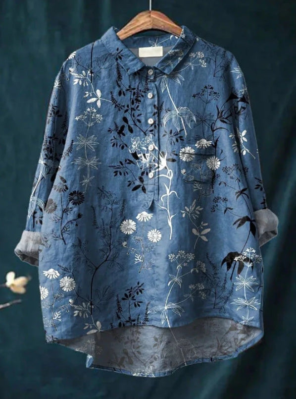 Chemisier élégant en soie à fleurs pour femmes - Confort et sophistication pour toutes les occasions