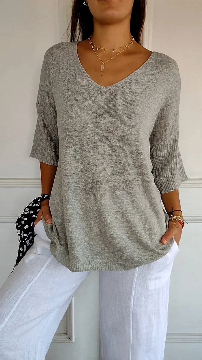 Elisa | Confortable Dames-Stricktop con scollo a V