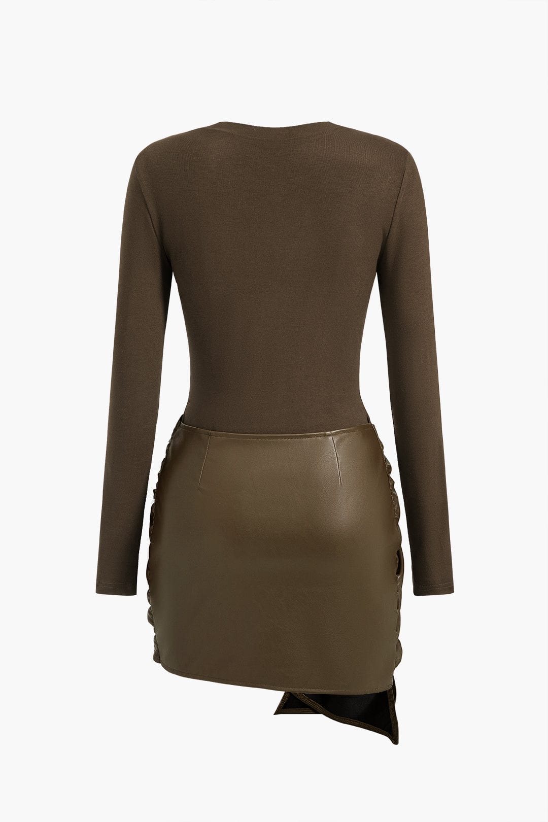 Mini robe à col rond en similicuir