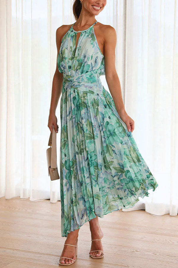 Robe Longue Dos Nu Femme – Imprimé Floral Aérien & Décolleté Plongeant – Parfaite pour Été & Cérémonies