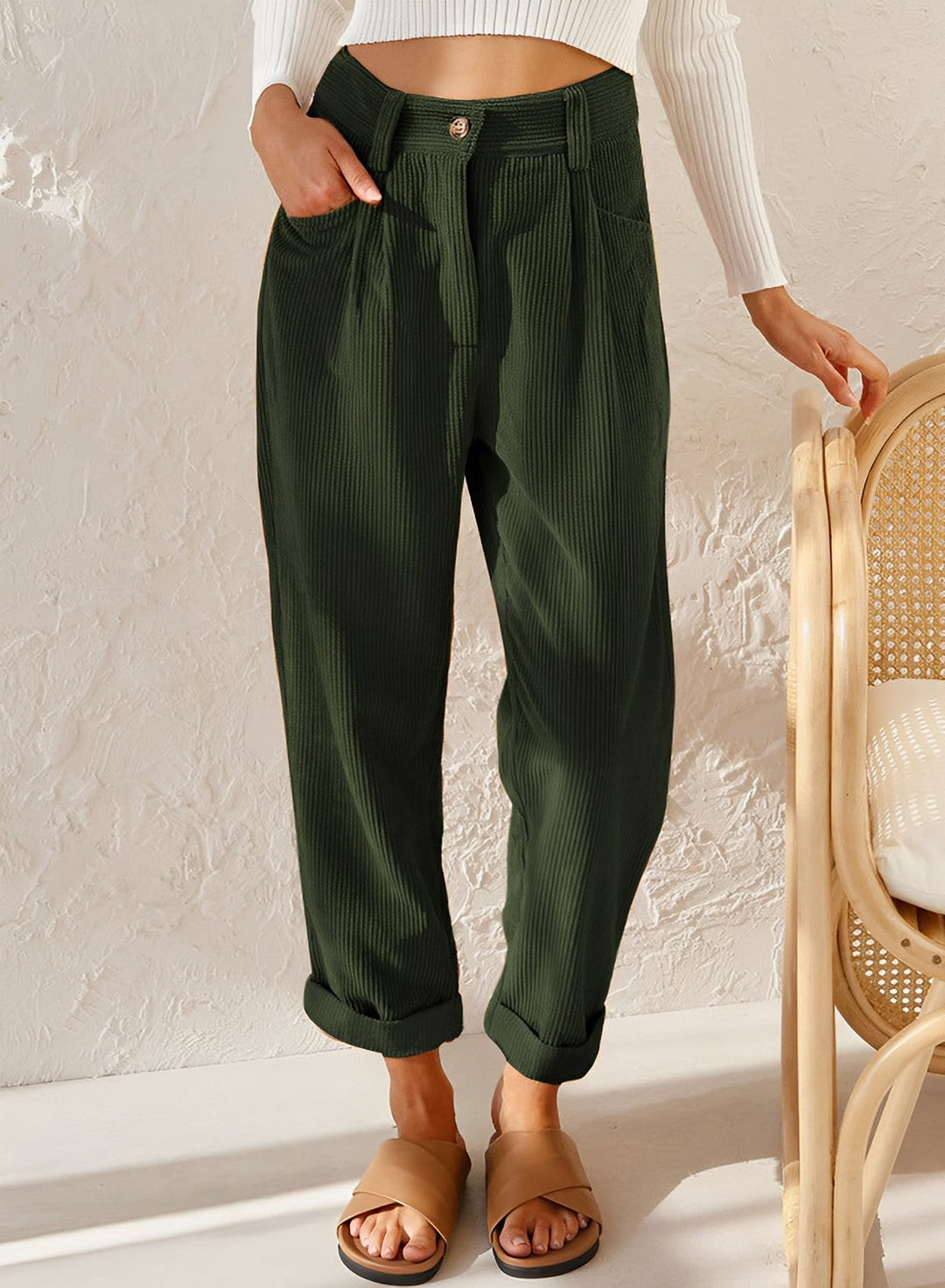 Jecka - Le pantalon mode en velours côtelé