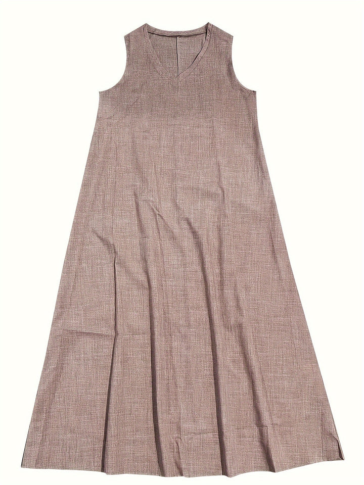 Robe maxi unie avec col en V - Style décontracté