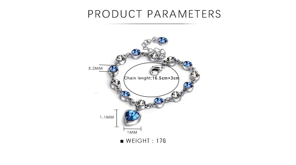 Crystal Bracelet "Heart of the Ocean" - Dazzling and Elegant Jewelry