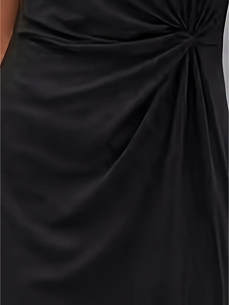 Robe Midi Cintrée Femme – Manches Courtes – Détail Froncé à la Taille – Style Chic et Confortable