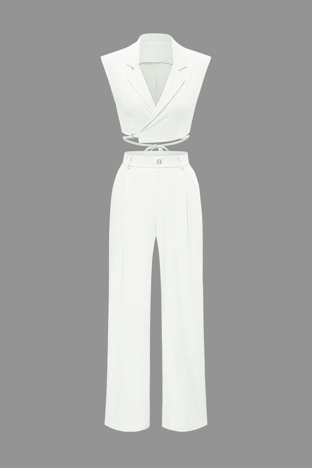 Ensemble Pantalon et Gilet à Revers - Élégance Décontractée