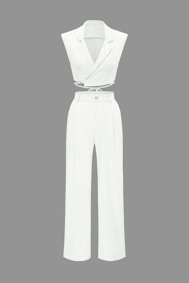 Ensemble Pantalon et Gilet à Revers - Élégance Décontractée