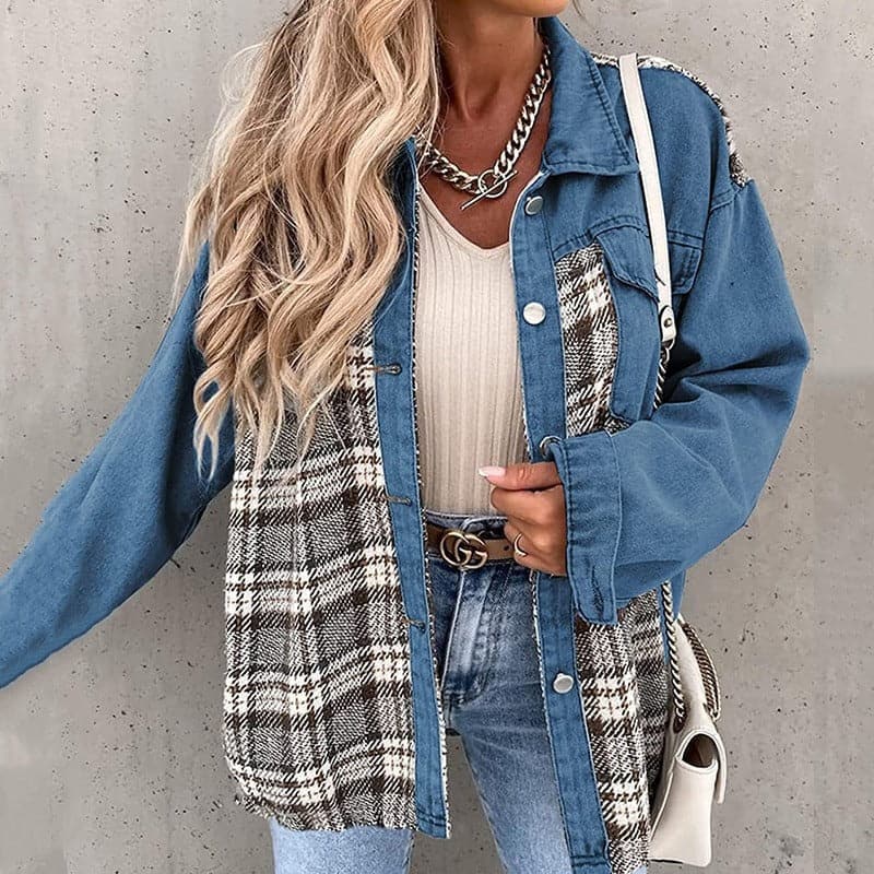 Mille - Veste en jean tendance avec boutons et manches longues