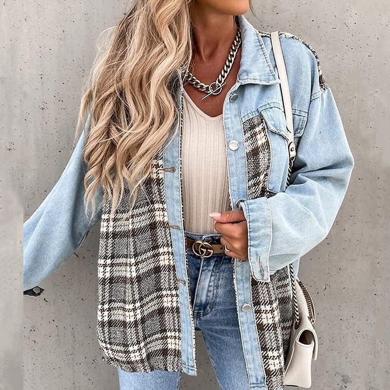 Mille - Veste en jean tendance avec boutons et manches longues