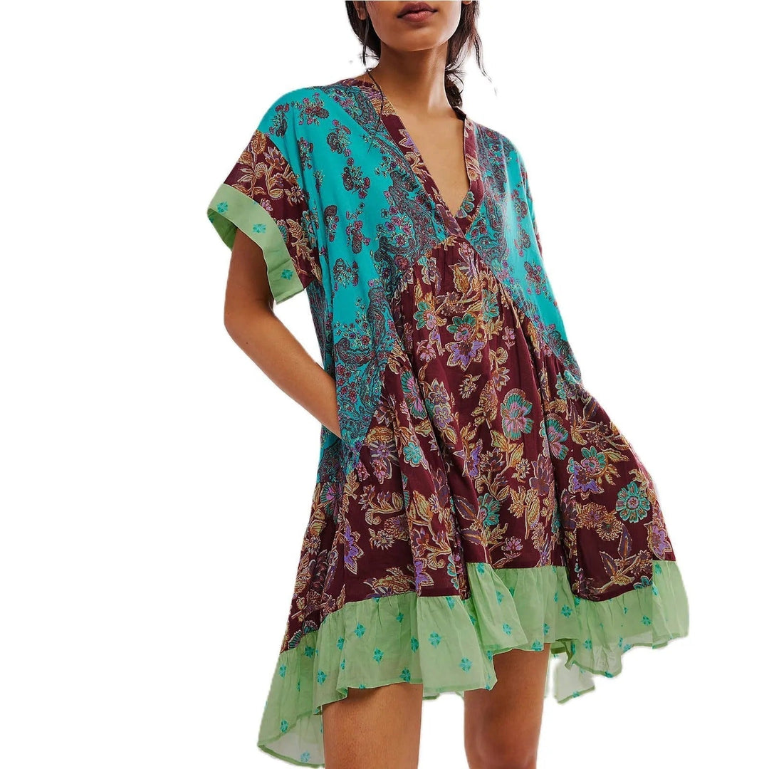 Boho-Kleid mit V-Ausschnitt