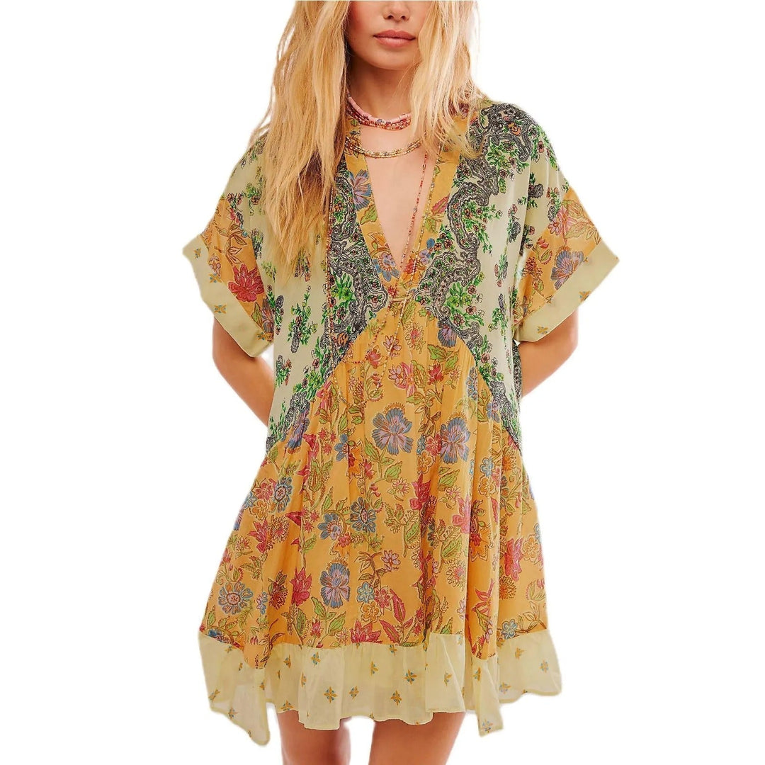 Boho-Kleid mit V-Ausschnitt