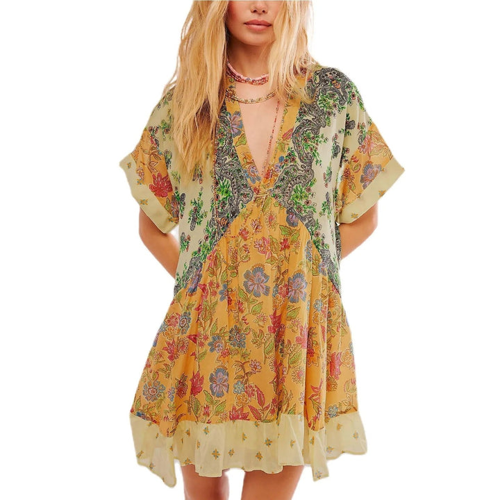 Boho-Kleid mit V-Ausschnitt