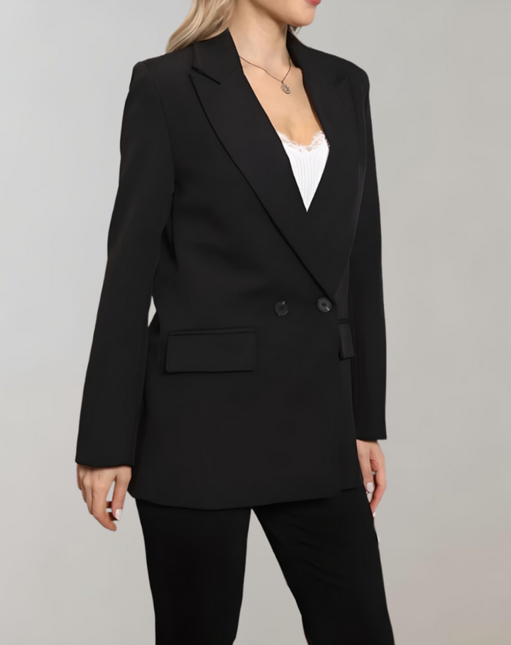 Lucie - Blazer formelle oversize confortable avec deux boutons et deux poches passepoilées