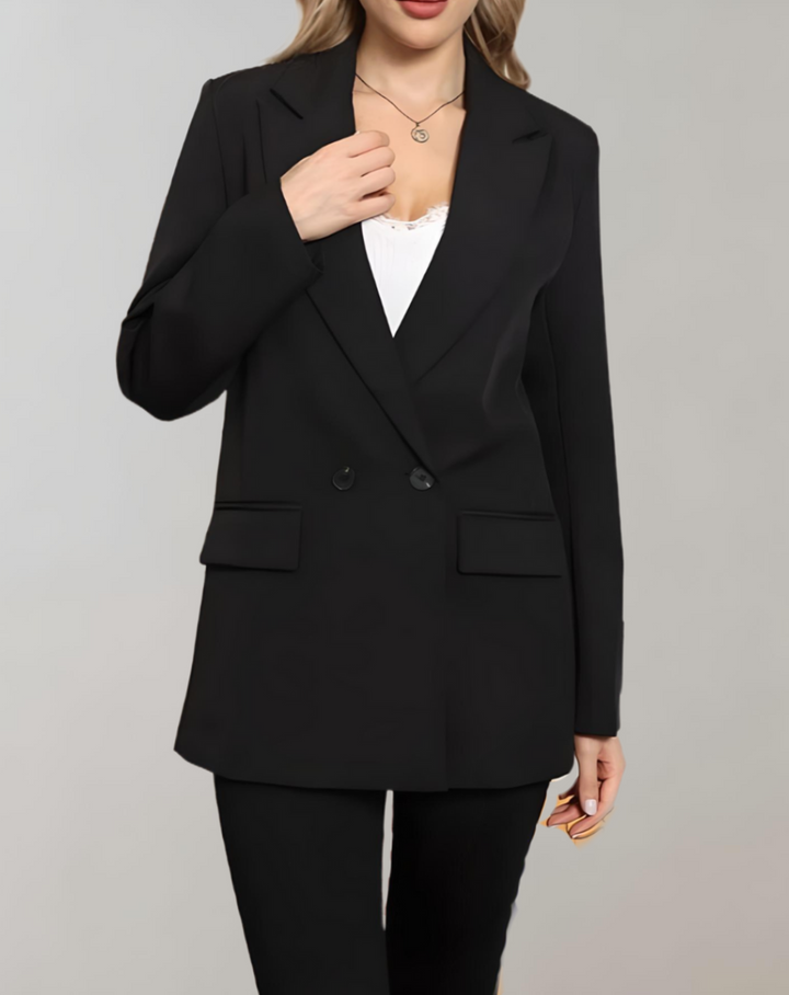 Lucie - Blazer formelle oversize confortable avec deux boutons et deux poches passepoilées