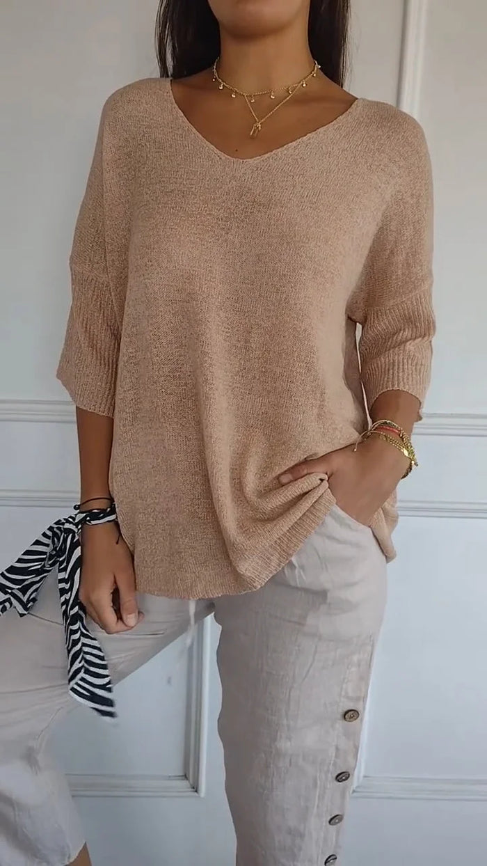 Elisa | Confortable Dames-Stricktop con scollo a V
