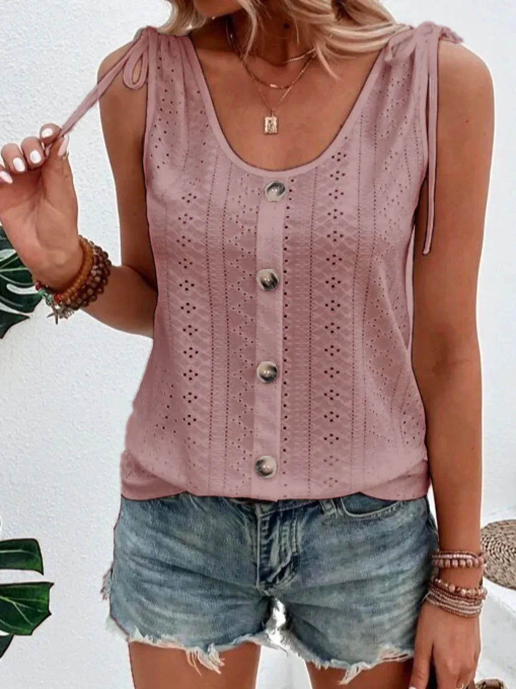 Texturiertes Sommer-Top mit Trägern für Damen | Ärmellos