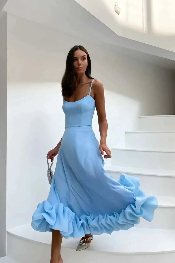 Midikleid mit Volant und Bustier