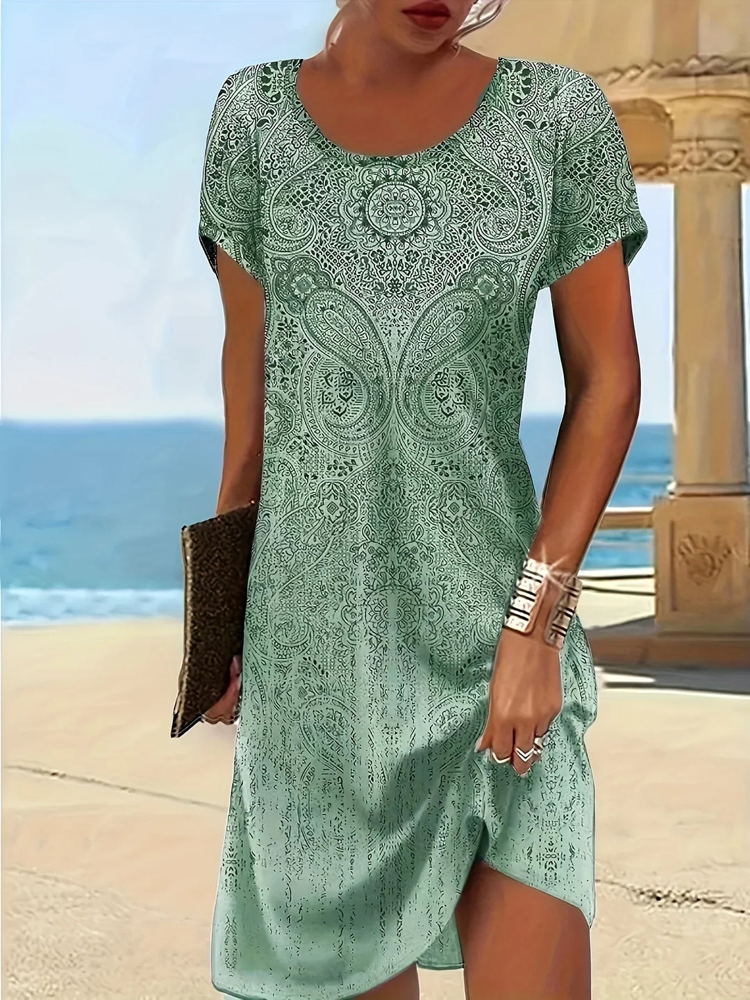 Sommer Strandkleid mit Print und A-Linien-Schnitt für Damen | Mini