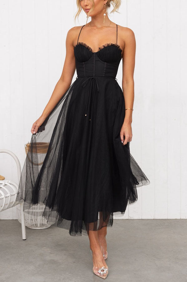 Robe de soirée bustier en mousseline - Anais