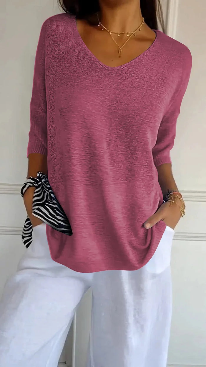 Elisa | Confortable Dames-Stricktop con scollo a V