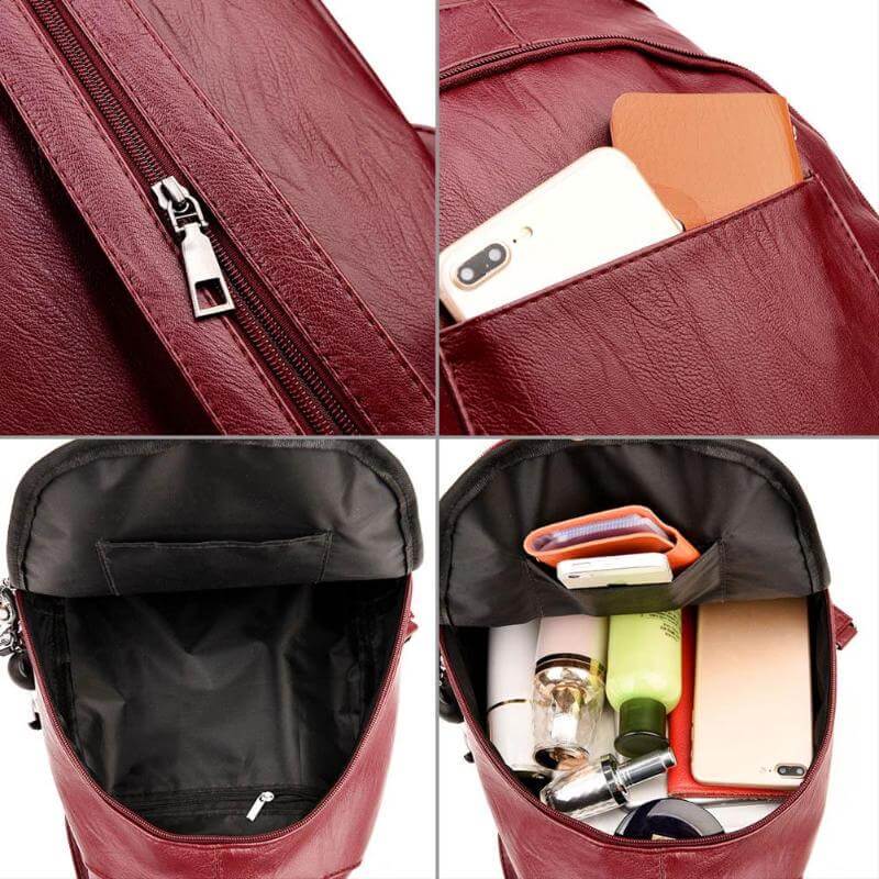 Camia - Sac à Dos Élégant et Pratique en Cuir Véritable
