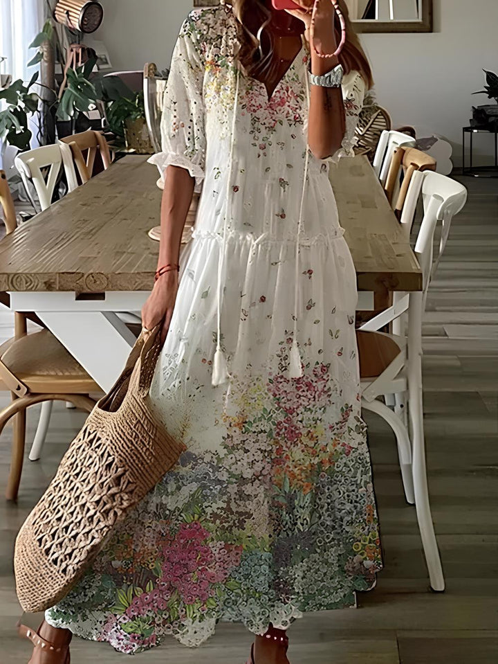 Langärmliges Kleid mit Volants für Damen