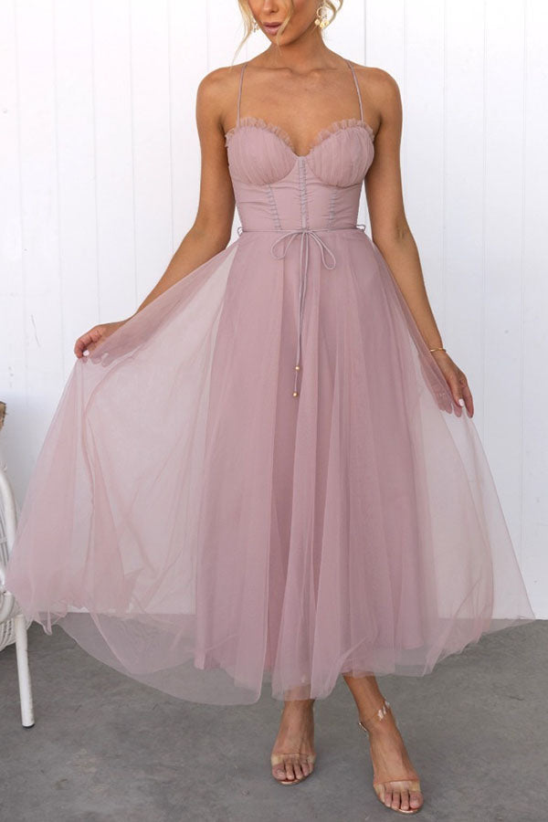 Robe de soirée bustier en mousseline - Anais