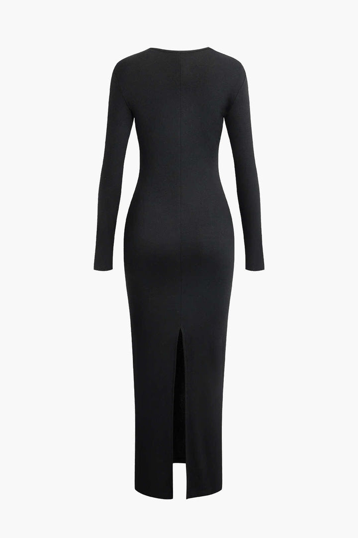 Robe Longue Asymétrique Élégante – Coupe Ajustée et Confort Stretch