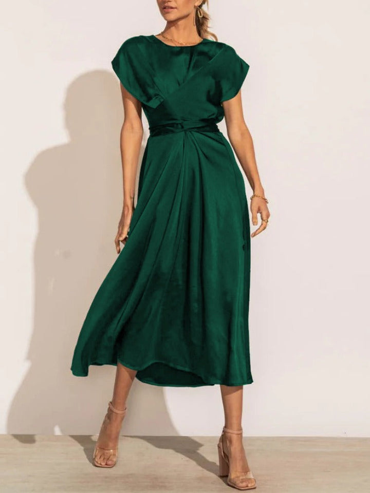 Amérique - Robe midi élégante en soie pour femme