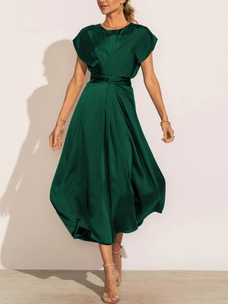 Amérique - Robe midi élégante en soie pour femme