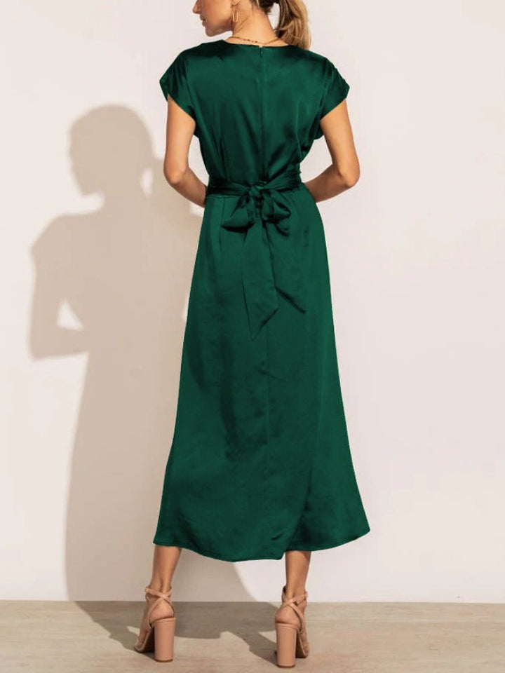 Amérique - Robe midi élégante en soie pour femme