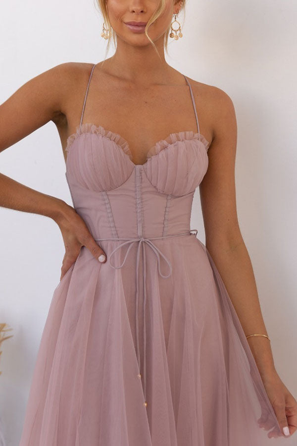 Robe de soirée bustier en mousseline - Anais