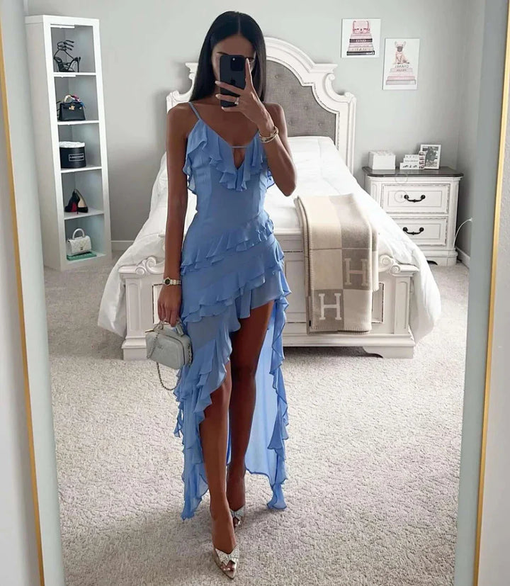 Abito da sera asimmetrico svasato elegante per donna | Maxi