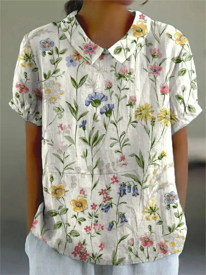 Sommerliche Freizeitblumenhaut für Frauen | Kurze Ärmel