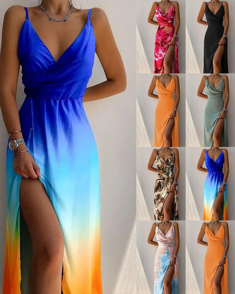 Robe Liv Luxe pour femme - Maxi abito fluido con motivo tropicale