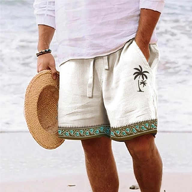 Short de plage homme style bohème – Léger, imprimé tropical, parfait pour l’été et les vacances