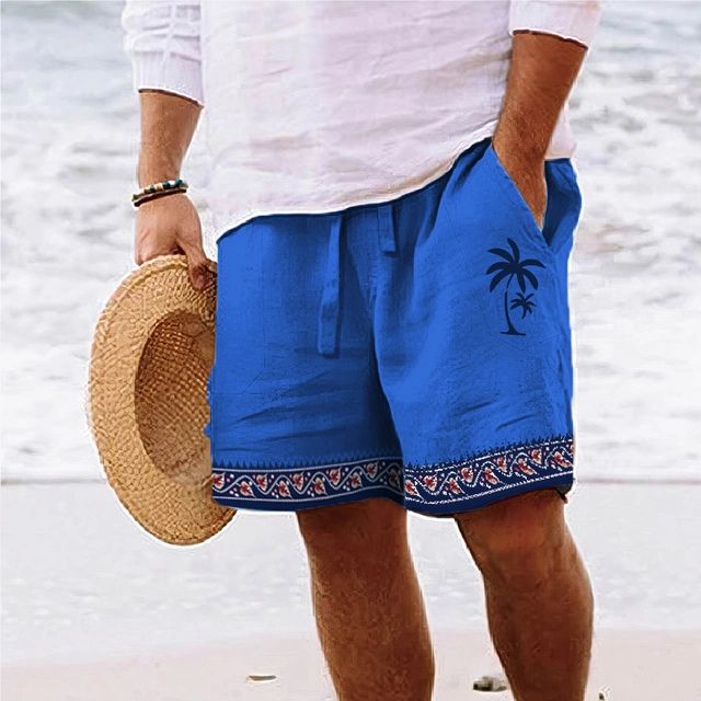 Short de plage homme style bohème – Léger, imprimé tropical, parfait pour l’été et les vacances