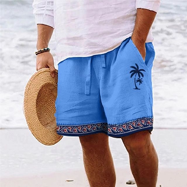 Short de plage homme style bohème – Léger, imprimé tropical, parfait pour l’été et les vacances