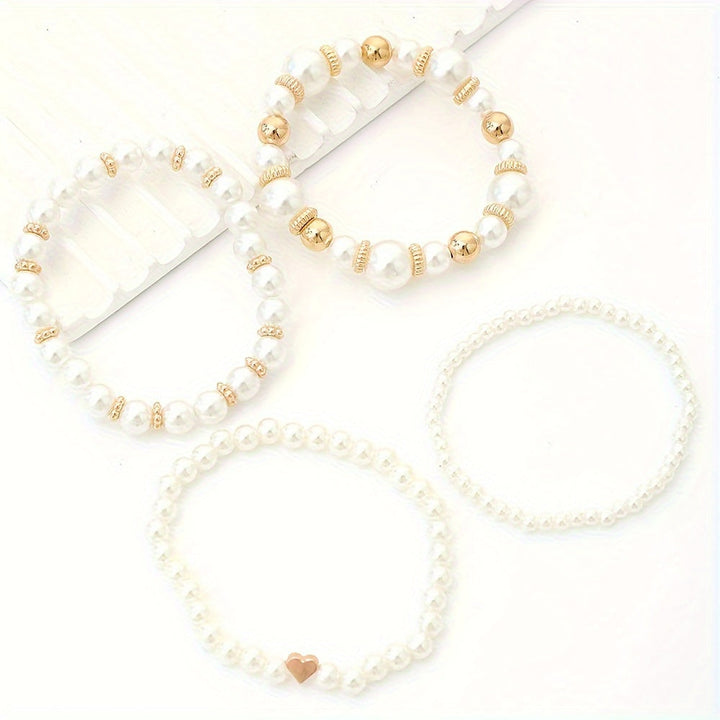 Inga - Set de 4 bracelets avec perles artificielles