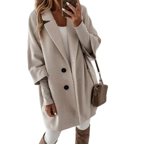 Clémence - Élégant manteau souple à double boutons