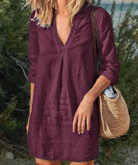 Sommer-Strandkleid mit 3/4-Ärmeln für Damen | Mini