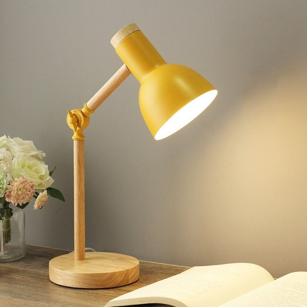Lampa biurkowa LED nordycka z drewna