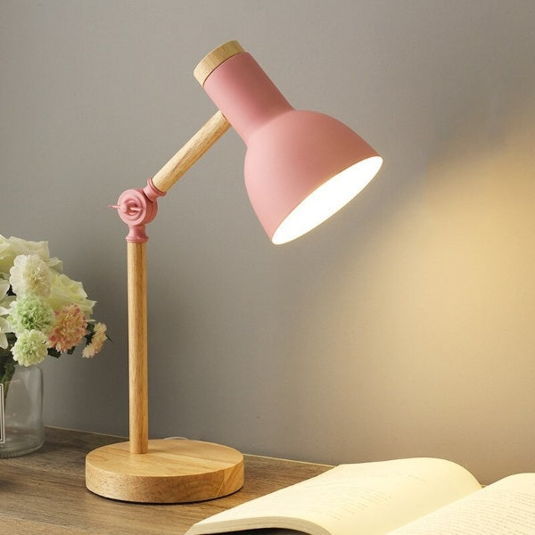 Lampa biurkowa LED nordycka z drewna