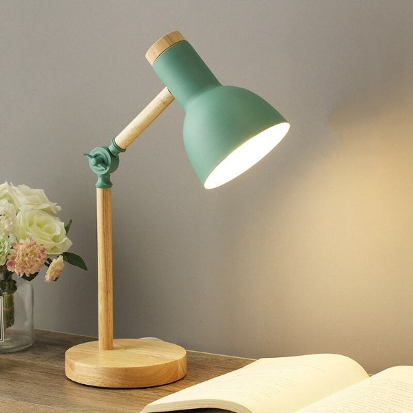 Lampa biurkowa LED nordycka z drewna