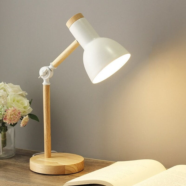 Lampa biurkowa LED nordycka z drewna