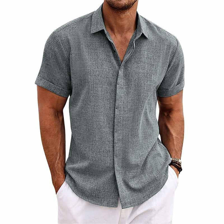 Melchior | Linen and cotton notch collar shirt for men