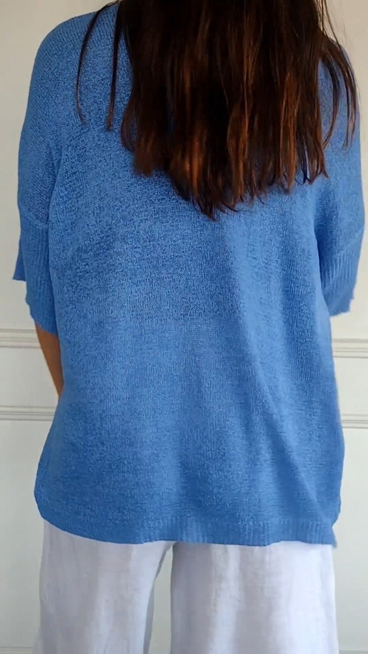 Lucy - Top aus Mesh mit V-Ausschnitt