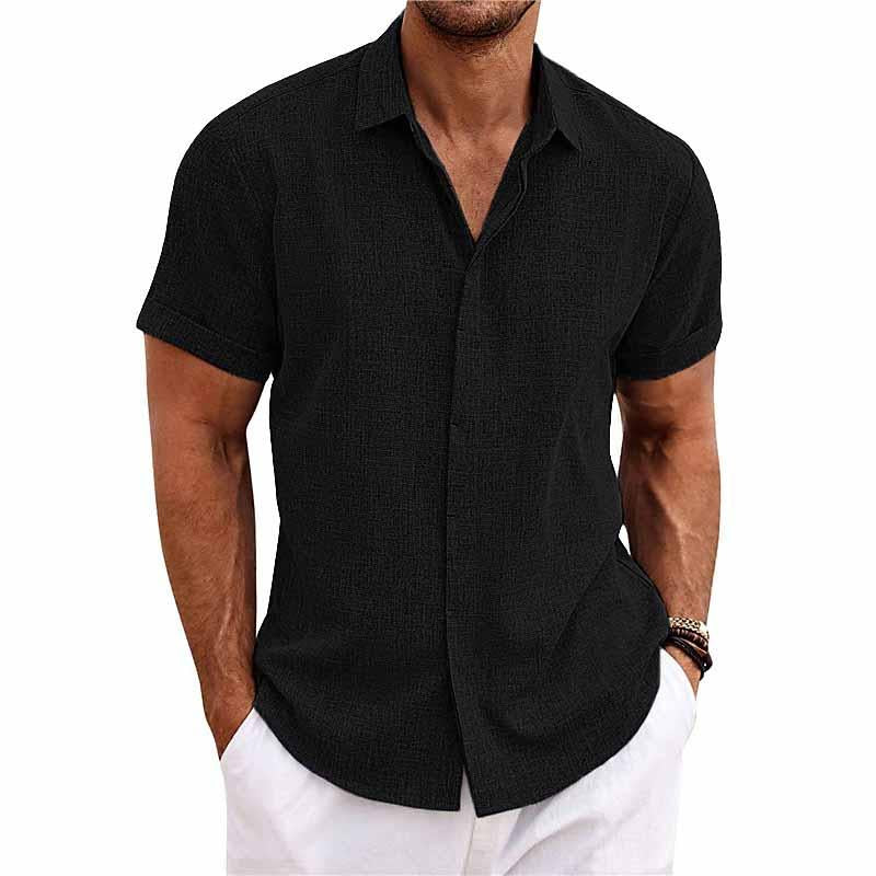Melchior | Linen and cotton notch collar shirt for men
