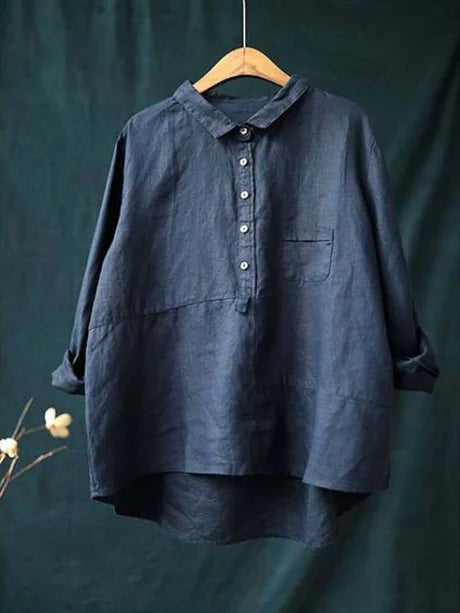 Elegante weite Bluse mit Knöpfen für Damen | Schick