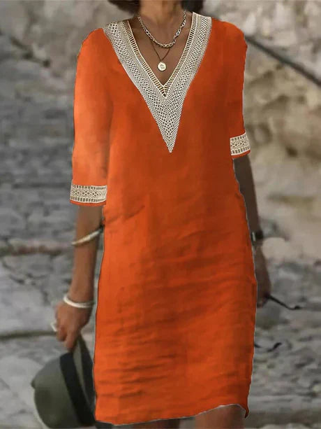 Elegantes Freizeitkleid mit 3/4-Ärmeln für Damen | Sommer