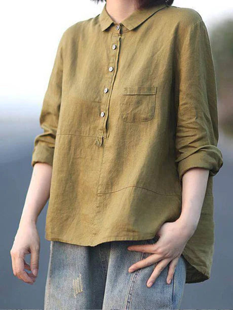 Elegante weite Bluse mit Knöpfen für Damen | Schick